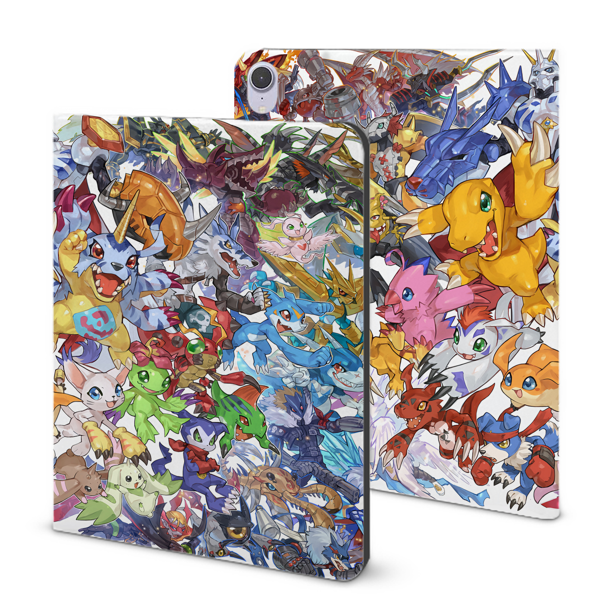 （画像用） Digimon デジタルモンスター/デジモン IPad ケース ブック型 PUレザー TPU 耐衝撃 軽量 薄型 ペン収納なし 全面保護 IPad 各モデル対応